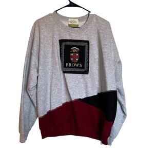 Refried Apparel Brown University Crewneck Upcycled Patchwork Sweatshirt Size L